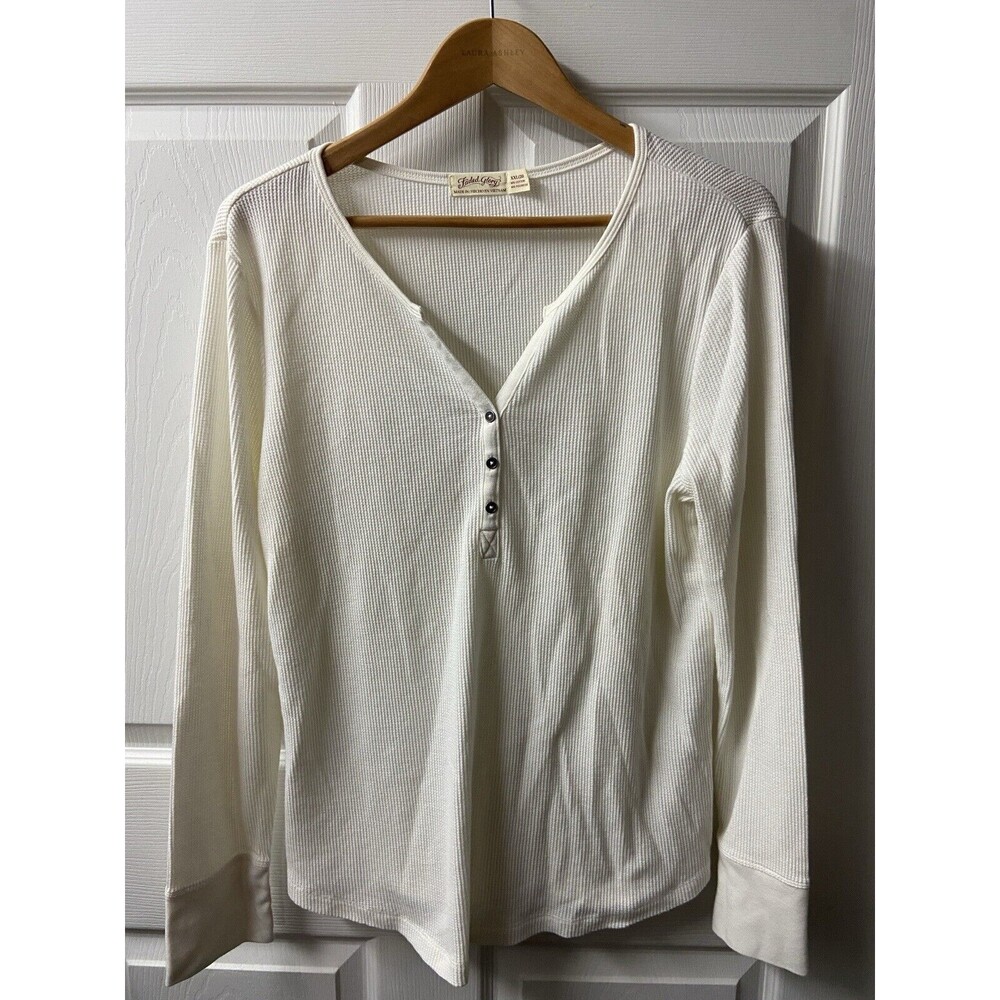Faded Glory Top Womens Plus XXL Cream Thermal Henley Warm Comfy Layering Shirt